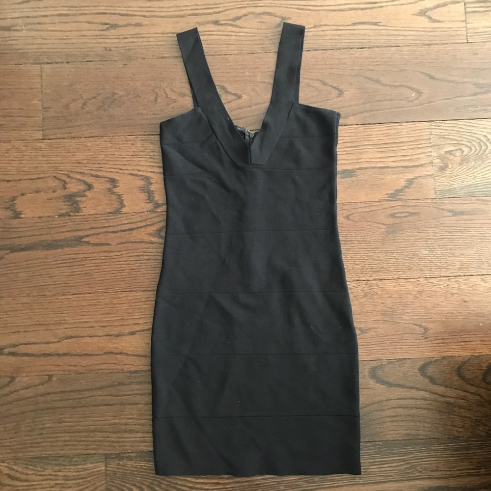 Black bandage dress.
